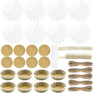 AUXSEEM 8세트 초보자를 위한 바구니 직조 공예 키트 DIY 버랩 스타일 책상 보관 작은 부품 캔디 쿠키 그릇