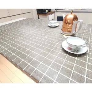 방수 테이블커버 카키브라운 M 그리드 식탁 덮개 비닐 집들이