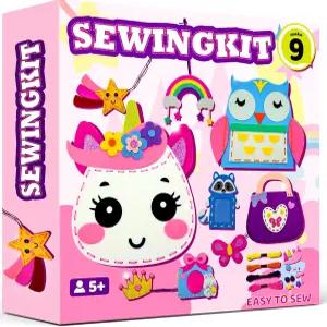 들을 위한 강력한 시산 재봉 키트 유니콘 9 두껍고 쉬운 DIY 프로젝트 5세 이상 초보 소녀 예술 및 공예품