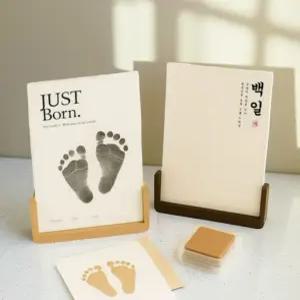 가족 발도장 DIY 기념품 풋프린팅 용품 아기 발도장 소형 스탬프+엽서10장
