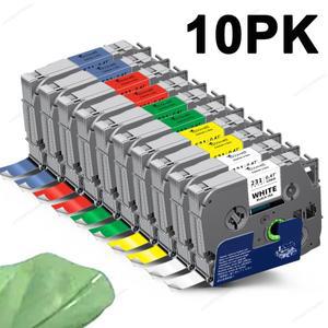 3PK/10PK TZe231 브라더 호환 12mm 라미네이트 P 터치 라벨 메이커 테이프 검정색 바탕에 흰색 PTH110 프린