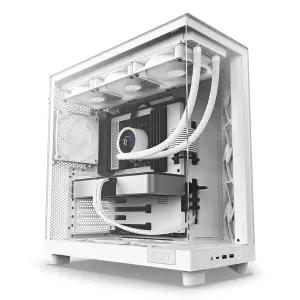 NZXT H6 Flow 컴팩트 듀얼챔버 미드 타워 에어플로우 PC 케이스 파노라마 패널링 (화이트)