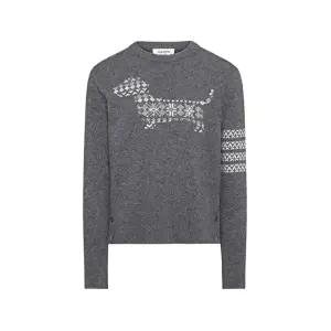 [톰브라운]톰브라운 메리노 울 헥터 라운드 니트 그레이 남성 MKA573A Y1029 035