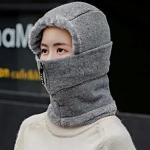 집업 스타일 안감 전체 퍼 따스한 겨울철 방한 모자