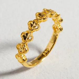 24K 순금 클로버 라운드 커팅 반지 1.875g 데일리 레이어드 선물