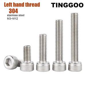 1/2/5/10개 좌측 역나사 M3 M12 304 스테인리스 육각 소켓 헤드 앨런 캡 스크류 볼트 및