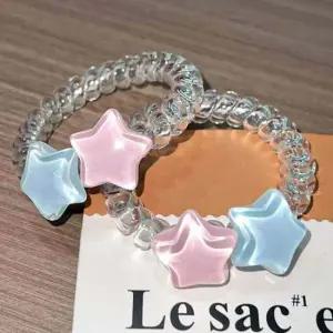 별스프링머리끈 전화선 안아픈 로우번 스프링 머리끈 방울 고무줄 헤어끈 별 헤어슈슈