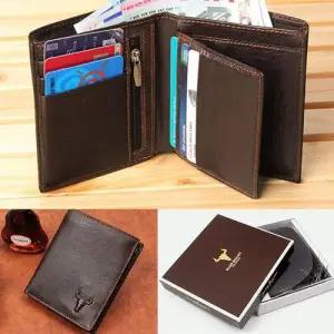 브라운- 블루마운트 남성 소가죽 고급 중지갑 학생 W9DE5FC