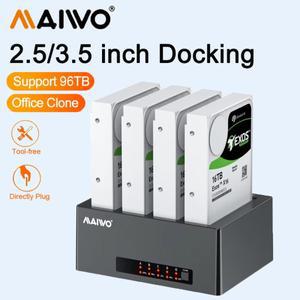 MAIWO 4 베이 HDD 도킹 스테이션 외장 하드 드라이브 인클로저 케이스 SATA-USB 어댑터 데이터 수납함 오피