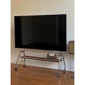 수납 거치대 이동식TV 플레이터 75인치 스탠드 스틸 우드 블랙 50 이젤형티비거치대