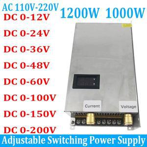 조절식 스위치 DC 전원 공급 장치, 변압기 SMPS, 1200W, AC 110V, 220V, 0- 12V, 24V, 36V, 48V, 60V, 200V
