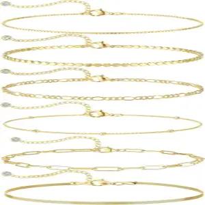 디어메이 트렌디한 여성용 방수 금도금 팔찌 세트 14K 골드 주얼리 패션 스태커블 테니스 비즈 피가로