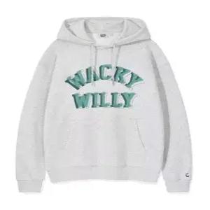 wackywilly 레터링 그래픽 후드 라이트 그레이