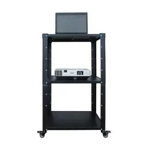 프리미엄 빔프로젝터 이동식 바퀴카트 노트북 거치대 블랙 3단 선반