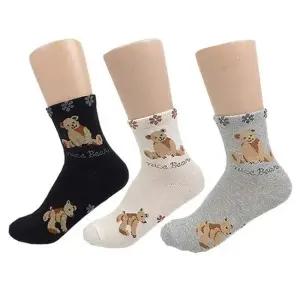 여성용 곰돌이 캐쥬얼양말 색상랜덤 3켤레 양말 여자 패션잡화