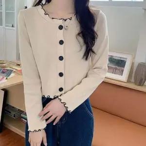 프릴가디건 여성 프릴 니트 가디건 캐주얼 봄 가을 이너