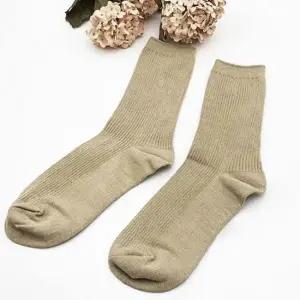 면양말 긴목 골지 양말 베이지