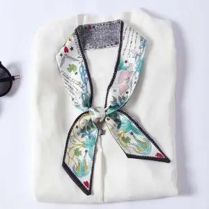 프린트 양면 슬림 스카프 미니 끈 타이스카프