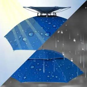 머리에 쓰는 2단 우산모자 중형 블루 우산모자