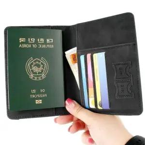 해외여행 가죽 여권케이스 트레블 월렛 기본 진회색