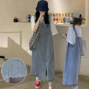 여성 유니크패션 캐주얼 청멜빵 언발란스 데님멜빵