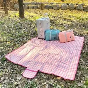 접이식 방수 피크닉 매트 체크 무늬 캠핑 150X200 초대형 돗자리