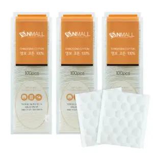 국산 화장솜 순면 엠보싱 스킨 토너 클렌징솜 100매입 x 3개
