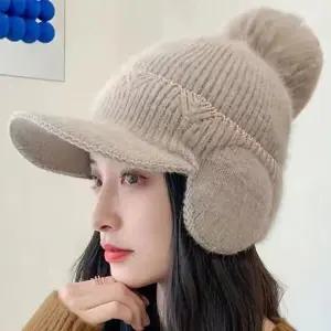 여성 방풍 방한 왕방울 니트 귀마개모자 할머니모자 니트모자 야구모자 왕방울모자 겨울모자 여자모자
