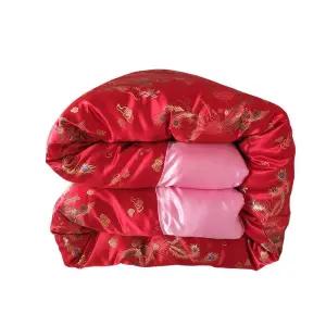 혼수 전통 용문 실크 이불 겉감 수공 복고 패턴 침구