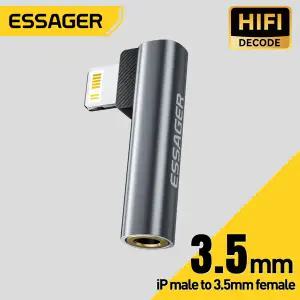 호환   16 15 라이트닝 to 3.5mm 헤드폰 어댑터 14 13용 Essager L자형 Type-C to 3.5mm 잭 오디오 어댑터