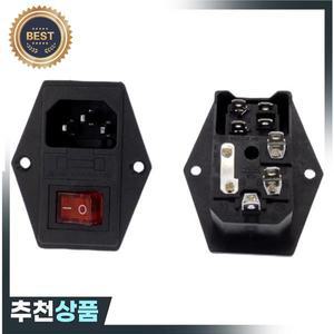 전원 로커 스위치 IEC 3 핀 320 C14 입구 소켓 커넥터 플러그 10A 250V