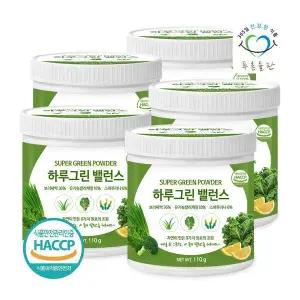 푸른들판 하루 그린 밸런스 파우더 110g 5개 슈퍼 그린 푸드 스피루리나 컬리 케일 레몬