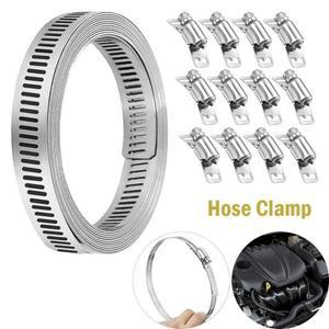 304 스테인레스 스틸 호스 클램프 스트랩 DIY 스크류 밴드 웜 기어 클립 패스너 조절 가능 파이프 덕트