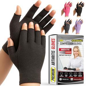 여성 및 남성용 압박 관절염 장갑, 손가락이 없는 류마티스 손목 터널 건염 부종에 대한 손 지지 보호대 크로치팅 유형 신경병증 블랙