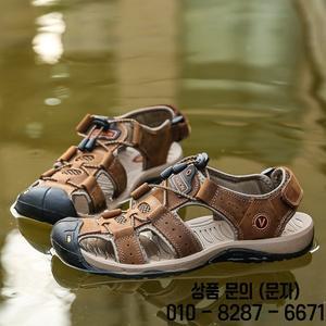 남성용 미끄럼 방지 소가죽 샌들 통기성 스포츠 야외 비치 슈즈 슬라이드