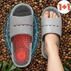 지압슬리퍼 실내화 2켤레입 돌기형 미끄럼방지 사무실용 발바닥 자극 실내용 기관 단체선물