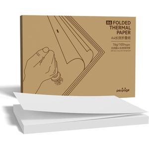 PeriPage 100 페이지 접이식 A4 열전사 프린터 호환 용지  지속되는 8.5 x 11인치 PocketJet HP 호환용 호