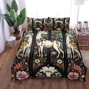 위장 사슴 이불 커버 세트 영국 싱글 더블 퀸 풀 킹 pkm 침대 린넨