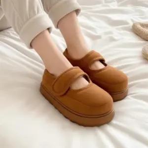 여성 메리제인 스트랩 푹신한 털안감 플랫폼 슬리퍼 쿠션