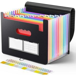 휴대용 문서 정리함 - 12포켓 확장형 파일 폴더  월별 서류 및 세금 영수증