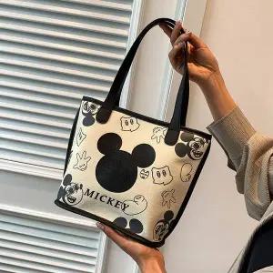 미키 미니 짱 귀여운 만화 캔버스 백 여성용 대용량 백 다목적 인기 토트 백