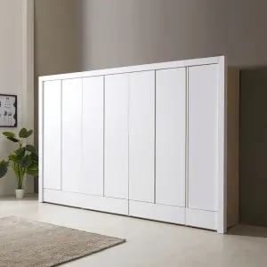 해해동동 하이로3360옷장세트(수납옷장+이불장+옷장+반문옷장+기둥+자바라)화이트-거울선택