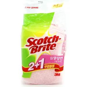 3M 항균 삼중양면 고운 수세미 2+1 핑크
