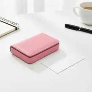 자석 명함지갑 명함 케이스 인조가죽 핑크
