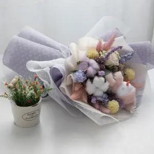 목화 조화 꽃다발 트리오눈사람 45cm 인테리어 꽃 선물 장식 기념일 졸업식