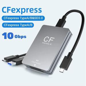 2in1 CFexpress Type A B SD 카드 리더 어댑터 USB 3.2 10Gbps 듀얼 슬롯 지원 SLR 용 AndroidWindowsMac O