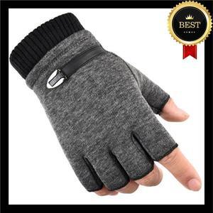 따뜻한 두꺼운 손가락 없는 반장갑 남성용 겨울