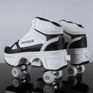 전동 바퀴 슈즈 흑백 4륜 운동화 휠릭스 바퀴달린