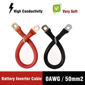 호환 0AWG 50mm 주석 도금 구리 터미널이 있는 연질 실리콘 배터리 케이블 전선가리개 와이어 자동차 인버