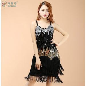 댄스복 의상 라틴 드레스 댄스 공연복 반짝이 살사 사교 무대 라인 줌바 연습복 프린지
